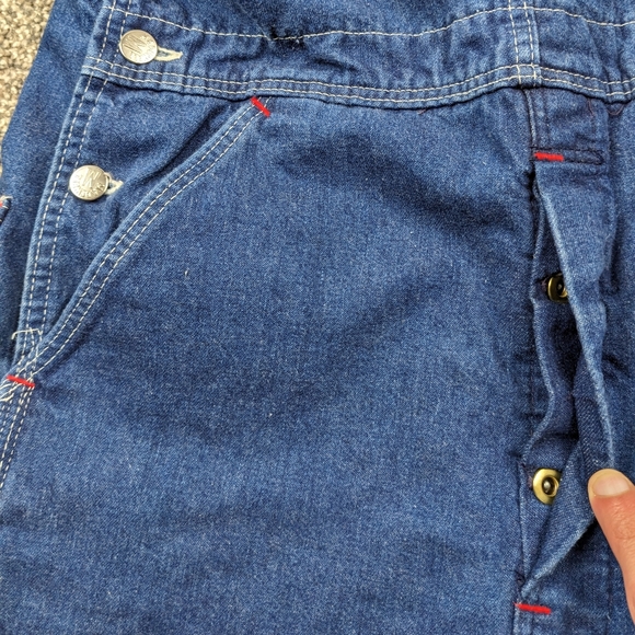 Vintage 1950s Madewell Denim Overalls Flannel Lined Workwear Blue Size 31x34 - Picture 6 of 12